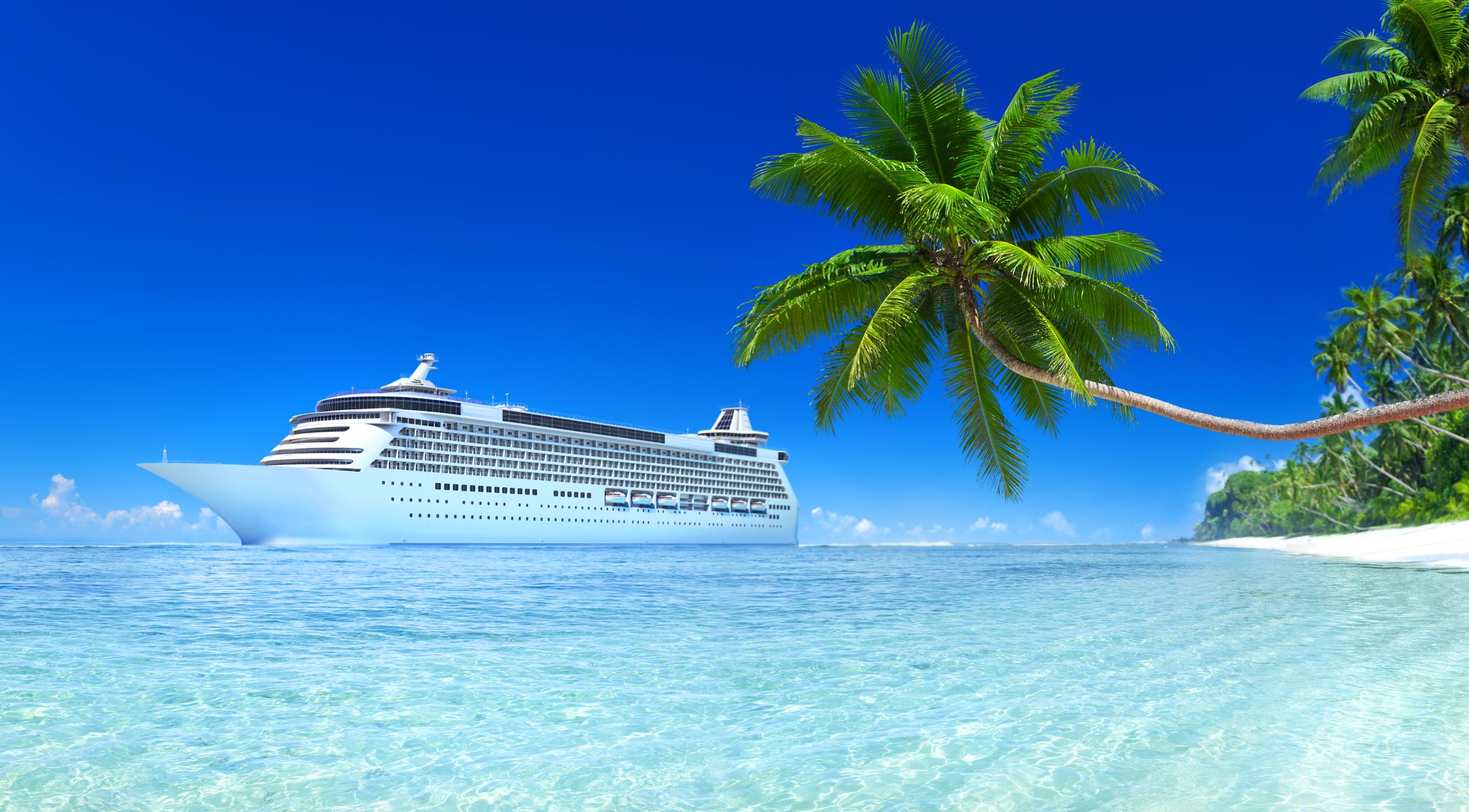 cruise ship in the tropical ocean